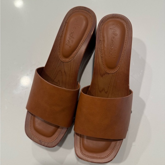 Splendid Women's Tan Leather Slide Sandals - Picture 3 of 9